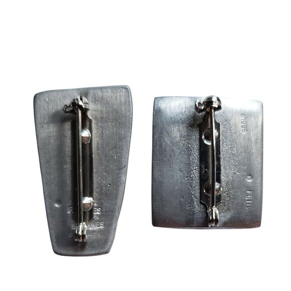 Alice Seely Pewter Abstract Art Brooch Pin Set Signed Artist Modernist Fetishes - Picture 4 of 7